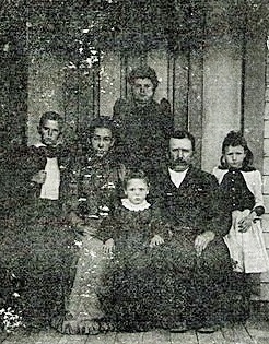 Lewis B miles and family-front is Louise (Sister Lou)from left is Ray Francis Mlies, my grandfather, Margaret (Maggie)Nolen Miles my Great Grandmother, Lewis Bobo Miles, my Great Grandfather, Lolly Bobo Miles, my Great Aunt, in back, Della (Cardella ?) da