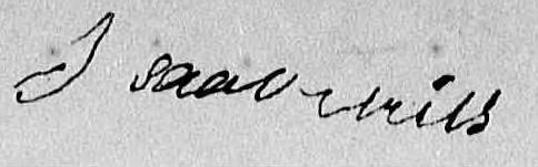 Isaac Miles Signature 27 Apr 1842 on his sworn affidavit included in the Revolutionary War Pension Application of Landon Farrow.