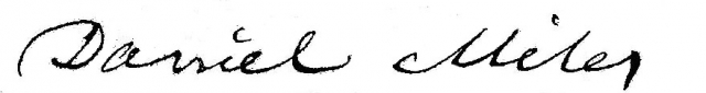 Signature of Daniel Miles, accepting the subpoena appear before the Court of Equity, Spartanburg County regarding the estate of his father Landon Miles
March 1861