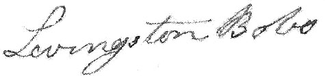 Signature of Levingston Bobo on the Appraisal Bill for the estate of his father-in-law, Rev. Miles Rainwater 8 Aug 1826.  (Levingson Bobo is the brother of Rebecca Savannah Bobo, wife of Wiley Miles)