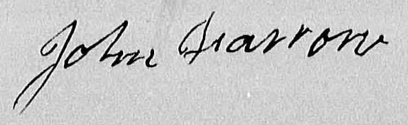 Signature of John Farrow on his Revolutionary War pension application 11 July 1834.