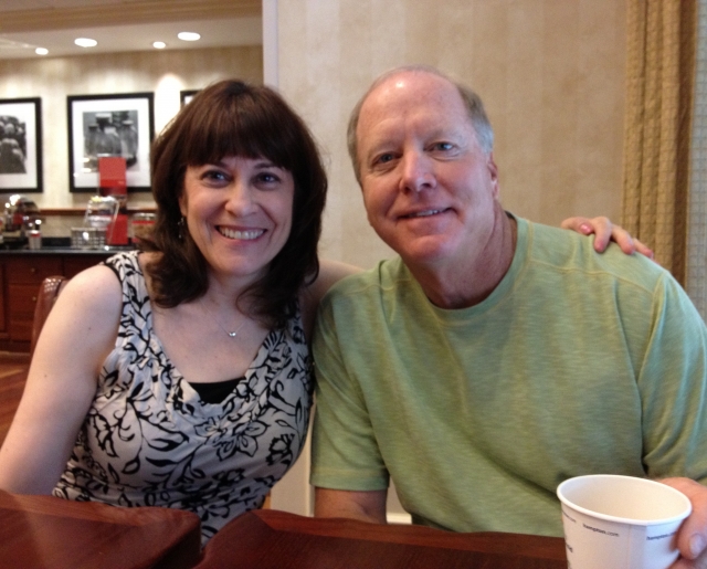 Linda Perloff (Bryant) and Lee Brennan at breakfast Sunday morning (L Perloff)