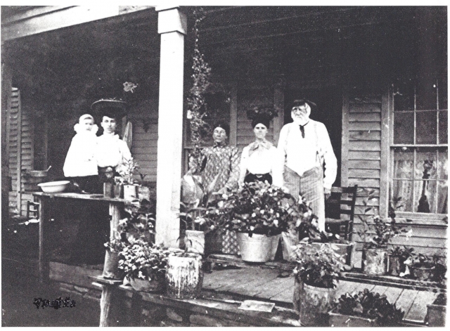 Thomas P. Miles Descendants: L-R  Great-great granddaughter, Madeline Miles (1902-1985), Falba Miles, wife of grandson Walter F Miles (not pictured), Eliza Bramlett Miles Poole, granddaughter Ora Miles (1884-1976) and Elizas 2nd husband [Edgar] T. P. Pool