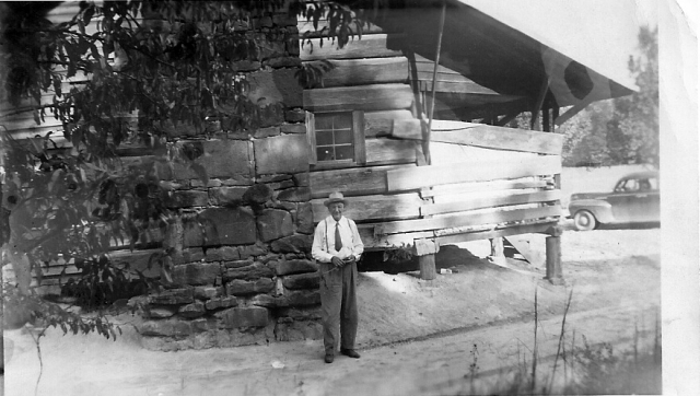 M. Sherman Miles in front of his birthplace, Fayette County, Alabama