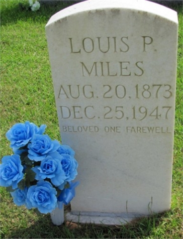 Louis Perry Miles is the son of Landon Miles and Elizer Cargile.  He married Mary Jane McDonald 24 Aug 1896.